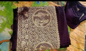 New Newly bride wine shade saree with designer blo