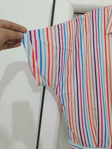 Multicolored Stripes Shirt Style Top