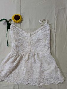 White Lacey Peplum Top- Forever New