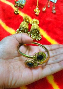 Golden Ear Ring(2pcs),Bracelet,Mangtika,Hair Crown