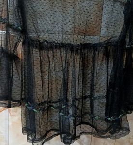 Black Mesh Peplum Lop