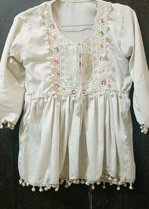 White Peplum Top