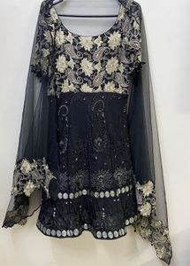 Elegant Black & Gold Embroidered Dress