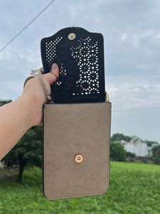 Beige Laser-Cut Crossbody