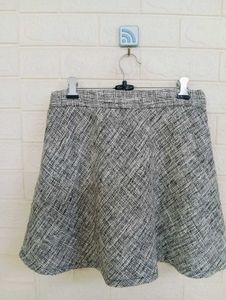Gray Textured A-Line Skirt
