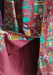 Deep Red Kalamkari Trench Coat