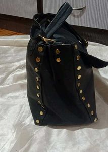 Black Studded Leather Satchel
