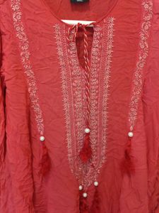 Peplum Red Embroidery Wark Mast Dress