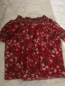 Red Floral Off Shoulder Top