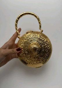 New Antique Hand Carved Golden Clutch Bag