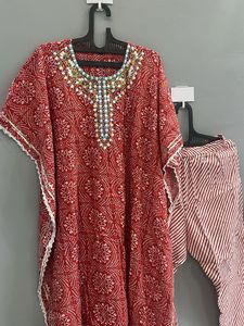 Red Printed Kaftan Set (L)