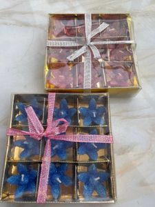 Flower Tealight Candles - Red and Blue
