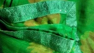 Green Floral Print Saree