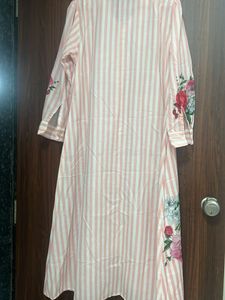 Striped Floral Shirt A Line Kurta