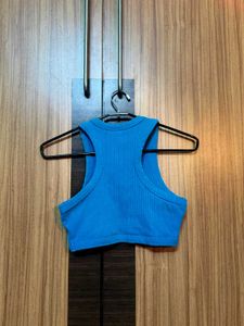 Glassons Ribbed Racerback Crop Top – Bright Blue