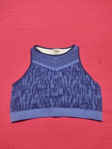 Blue Graphic Print Sports Bra