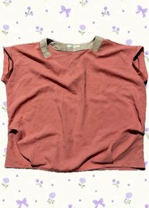 Salmon Top with Tan Collar