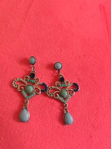 Aqua &amp; Dark Blue Combination Earrings