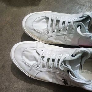 US Polo Assn. White Canvas Sneakers