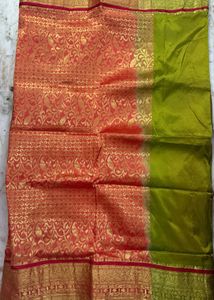 Elegant Green &amp; Red Saree