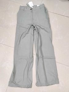 H&amp;m Sage Green Linen Blend Trouser