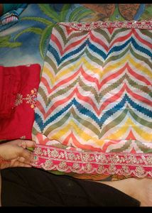 Cotton silk kurta with pant and dupatta