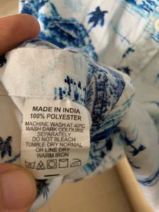 White And Blue Printed Shirt For Men