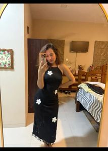 Black Floral Halter Dress