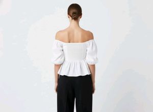 White Off-Shoulder Peplum Top