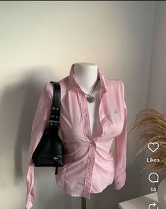Bean Pole Striped Pink Shirt Women