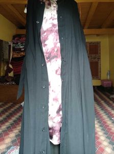 Elegant Black front open Abaya