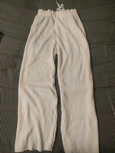 White Pleated Wide Leg Pants