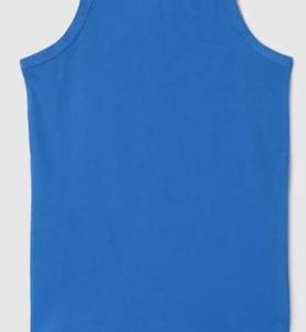 Women Blue Ribbed Tank Top