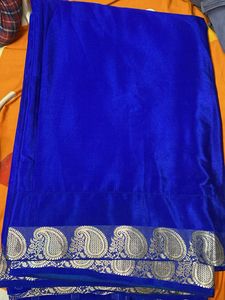 Royal Blue Velvet Saree