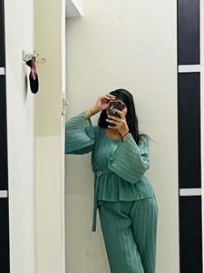 Green Plisse Co-ord Set