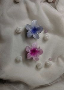 Pink Floral Flower Hair Clips- 1pc