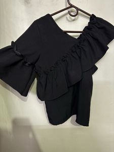 Stylish Black Ruffle Top