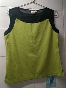 Green Top With Mesh Black Sleeve
