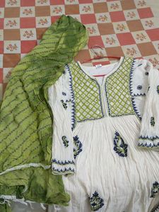 Lucknowi Embroidery Frock Kurta With Dupatta