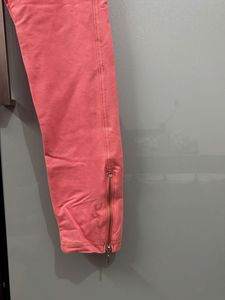 Coral Zippered Ankle Jeggins