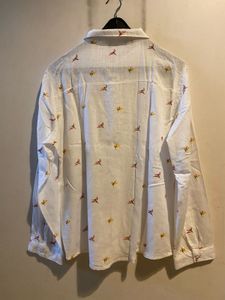 White Bird Print Button-Down