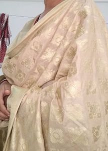 Beige With Golden Embroidered Dupatta