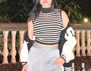 Gothic Black And White Strips Cropped Top!