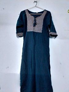 Navy Blue Embroidered Kurti