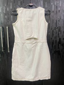 White Denim Zip-Up Dress