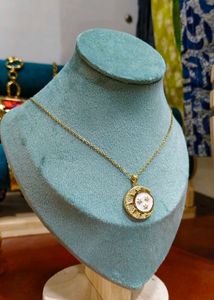 18k-Gold-Plated Moon and Star Pendant Necklace.