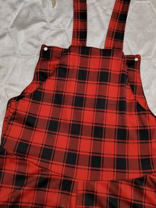 Dungaree Dress; Red &amp; Black 🖤