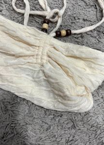 SHEIN Tie Backless Ruched Top