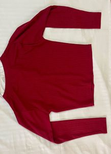 Maroon Long Sleeve Shirt with Collar