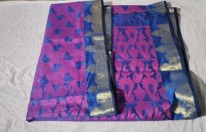 Pink &amp; Blue Saree with Blouse NEVER USED